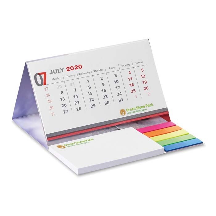 CAL001 - Desk calendar with soft cover, markers and memo pad