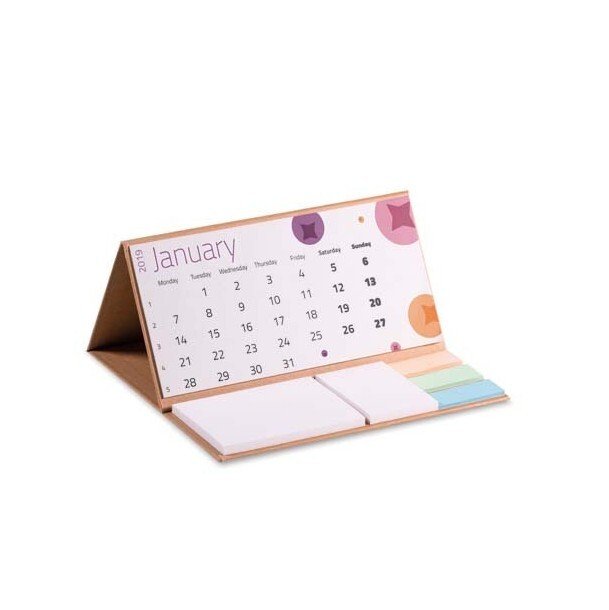 CALECO - Desk calendar with recycled paper hard cover and memo pad