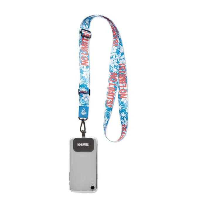 ML1075 - Sublimated adjustable crossbody phone holder with your design PVC logo patch. From 100pcs