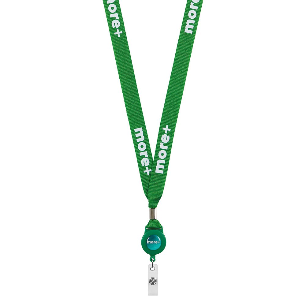 ML1167 - RPET screen printed badge reel lanyard with metal crimp.