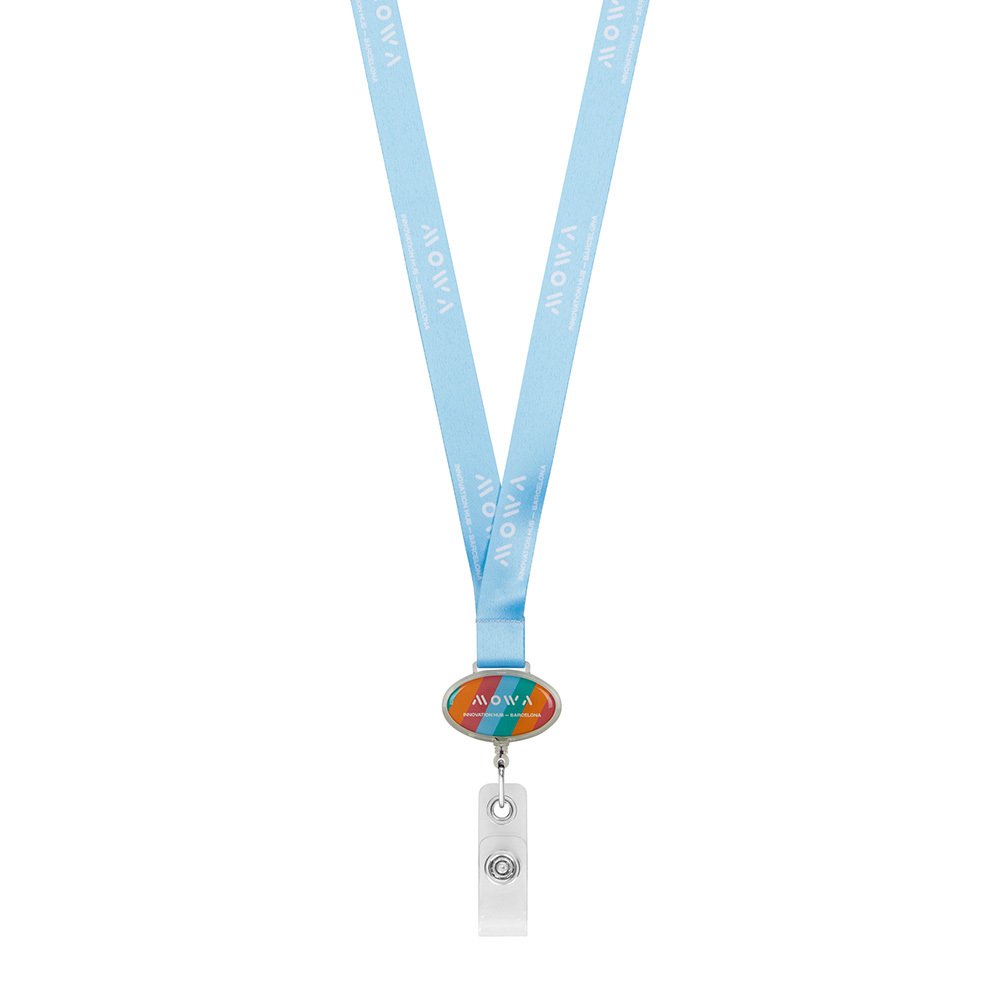 ML1168 - Polyester sublimation lanyard with oval logo badge reel.