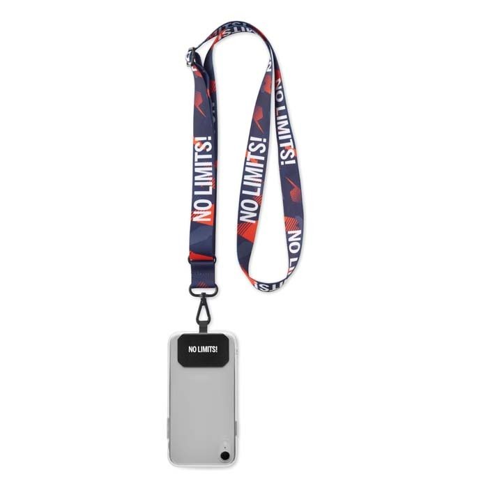 ML1383 - Sublimated adjustable rPET crossbody phone holder.