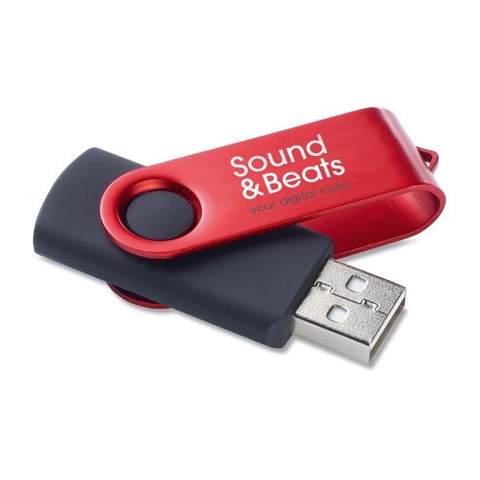 MO1101 – 2,0 vai 3,0 USB zibatmiņa melnā krāsā ar jūsu izvēlētu krāsainu klipsi. No 1 līdz 64 GB.