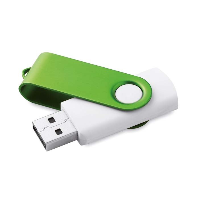 MO1102 - 2.0 or 3.0 USB flash drive in white with your colour clip. 1 to 64GB.