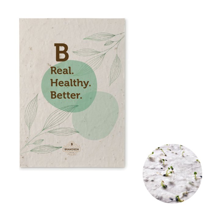 YC6915 - A5 plantable seed paper in your design. 8 different seed options available!