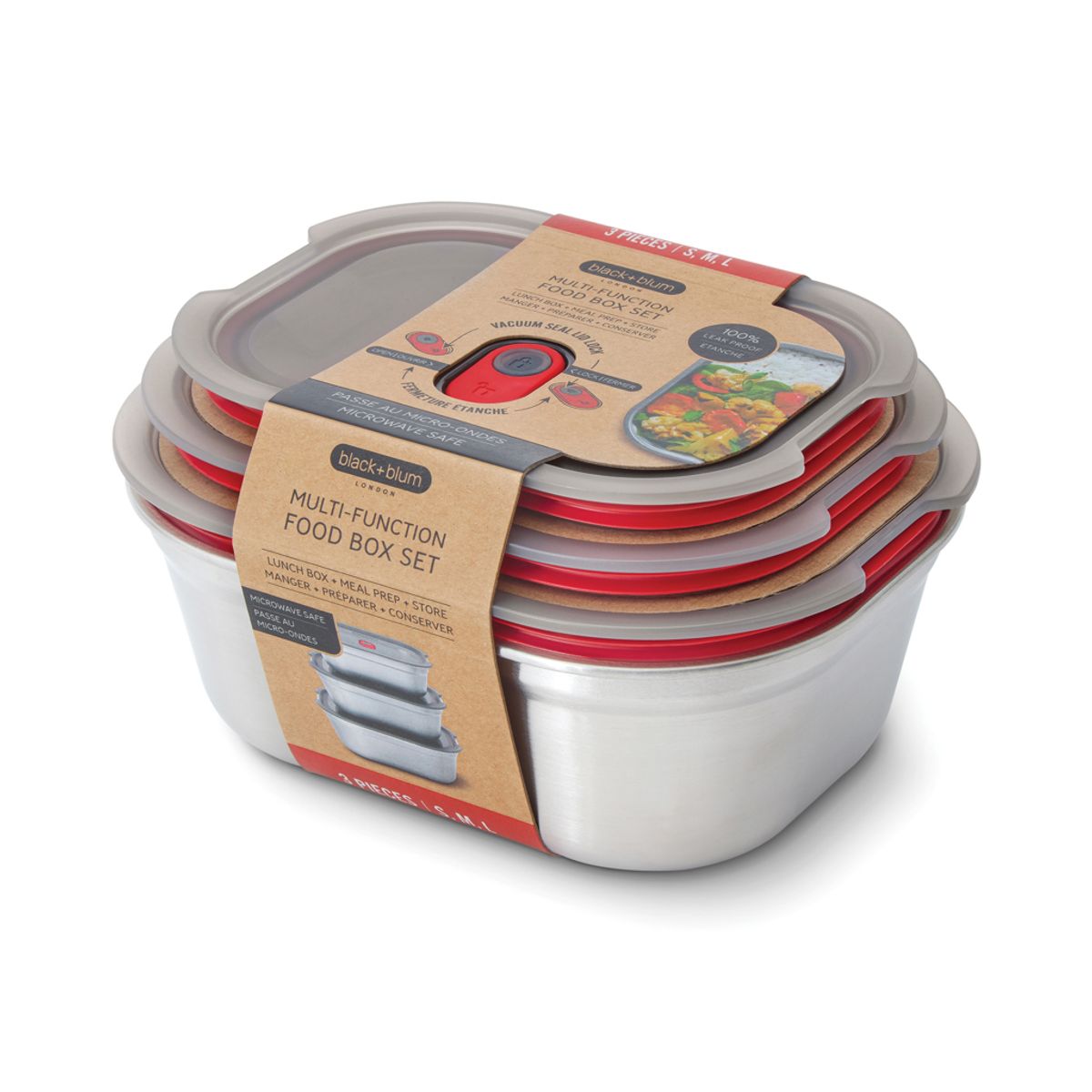 Black+Blum Mealprep Box 3Pcs Set Small, Medium, Large