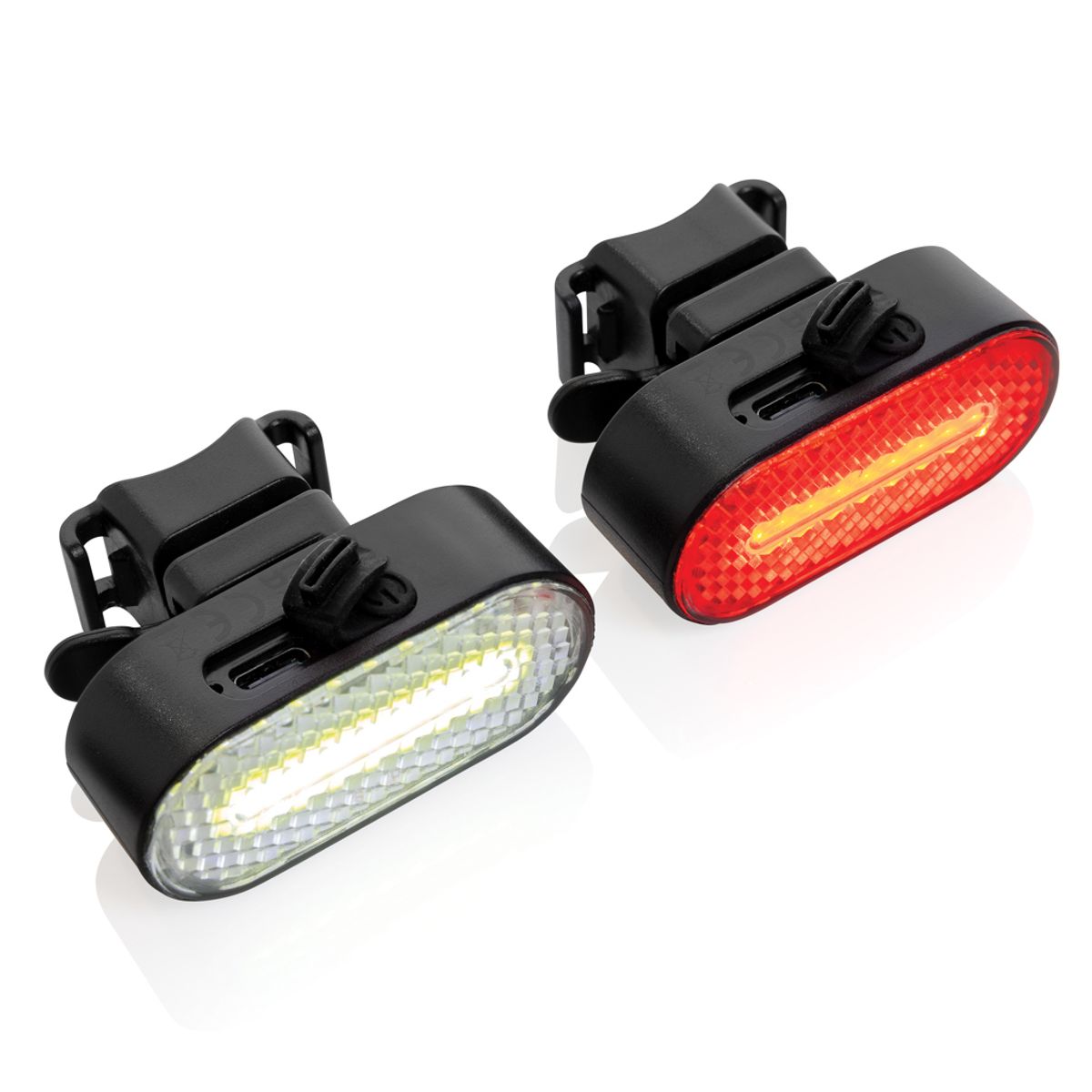 Lumino Rcs Recycled Plastic Usb Re-Chargeable Bike Light Set
