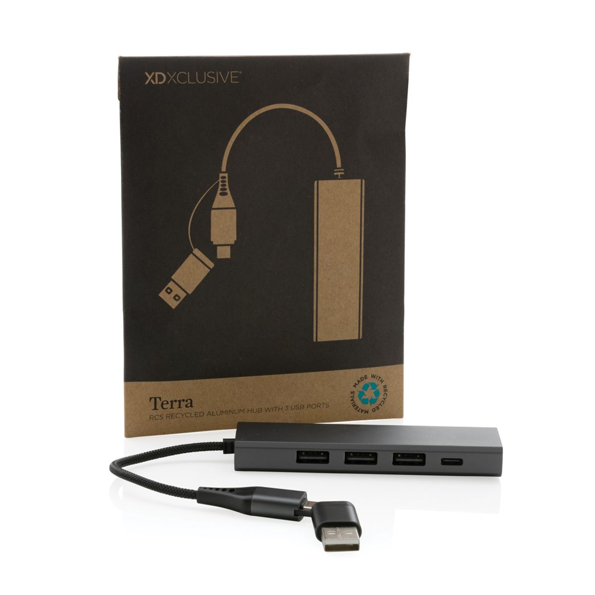 Terra Rcs Recycled Aluminium Hub With 3 Usb Ports