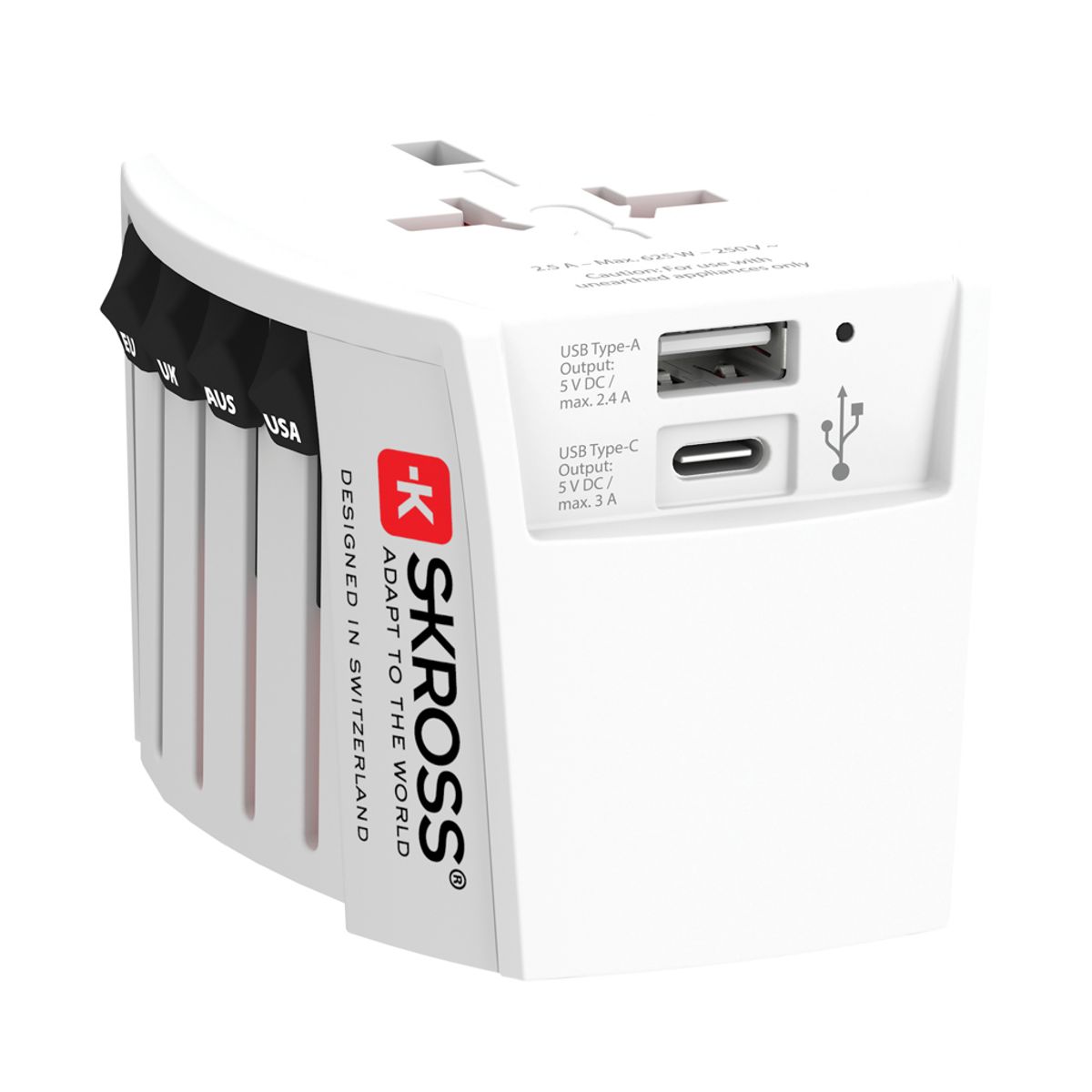 Skross World Travel Adapter Muv 2-Pole With Usb A And C