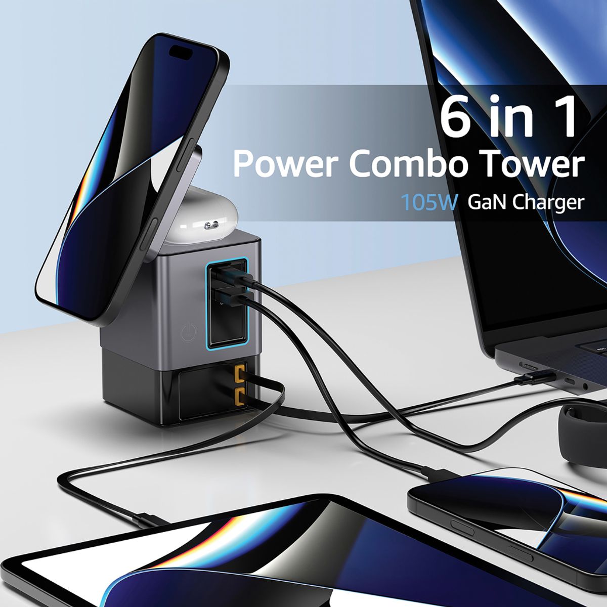 Urban Vitamin Sacramento 105W Gan Charger+Retractable Cables