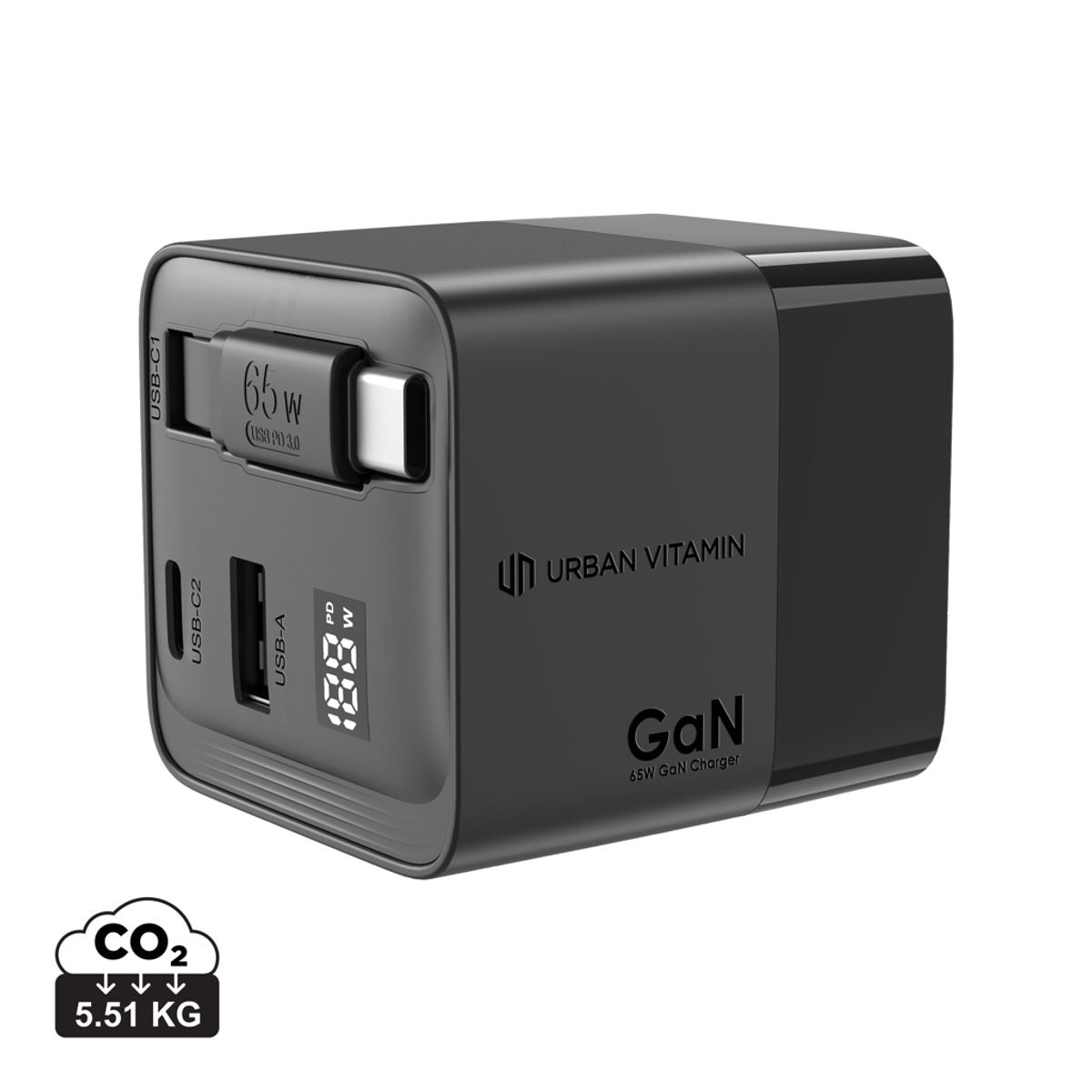 Urban Vitamin Mendocino 65W Gan Charger Retractable Cable
