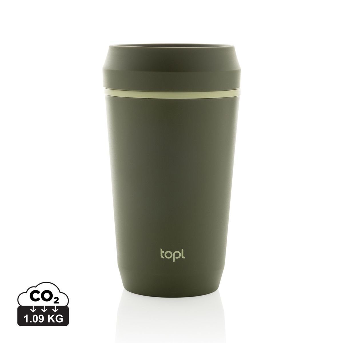 „Topl“ pārstrādātas plastmasas ceļojuma krūze ar patentētu 360° vāciņu