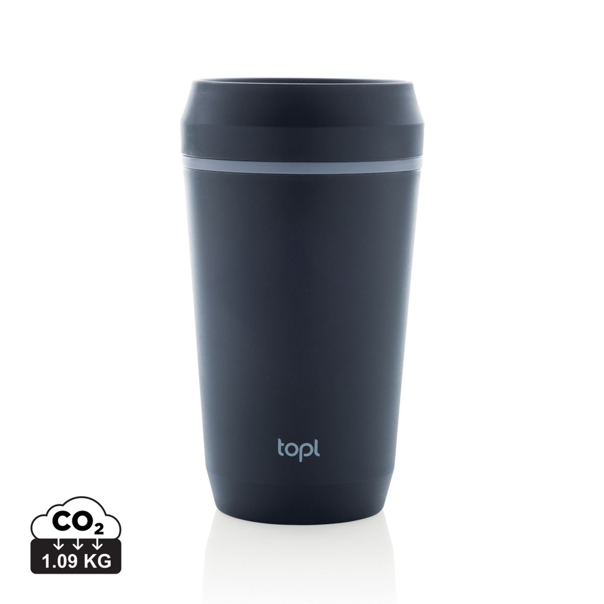 „Topl“ pārstrādātas plastmasas ceļojuma krūze ar patentētu 360° vāciņu