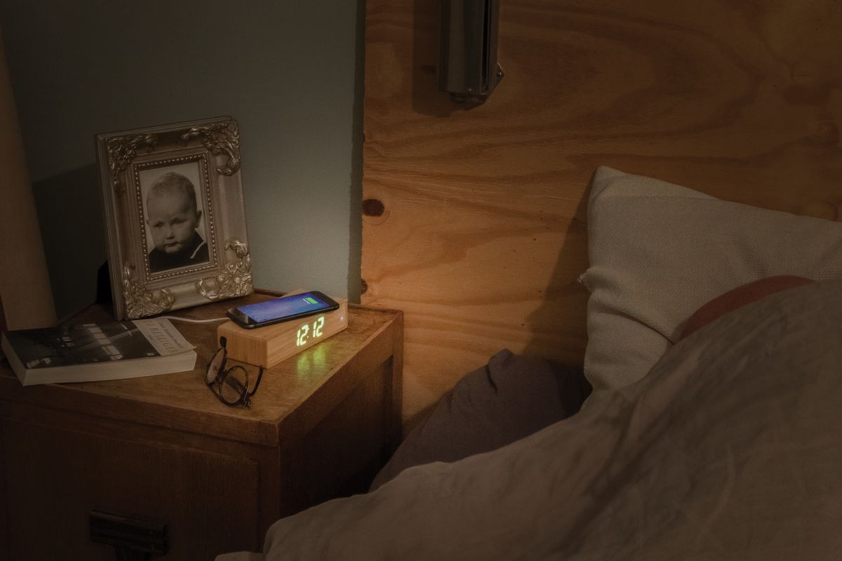 Bamboo Alarm Clock With 5W Wireless Charger