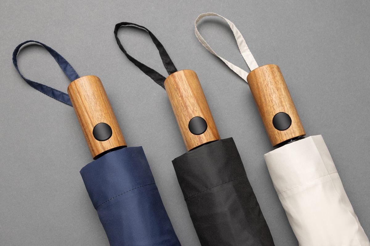 Kaycey 21" Aware™ Rpet Acacia Wood Mini Auto Open Umbrella