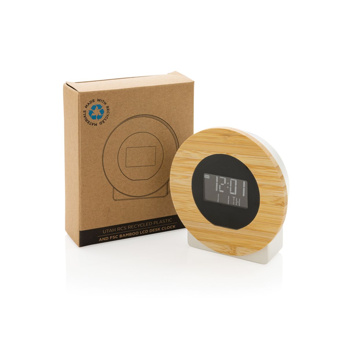 Utah Rcs Rplastic And Bamboo Lcd Desk Clock