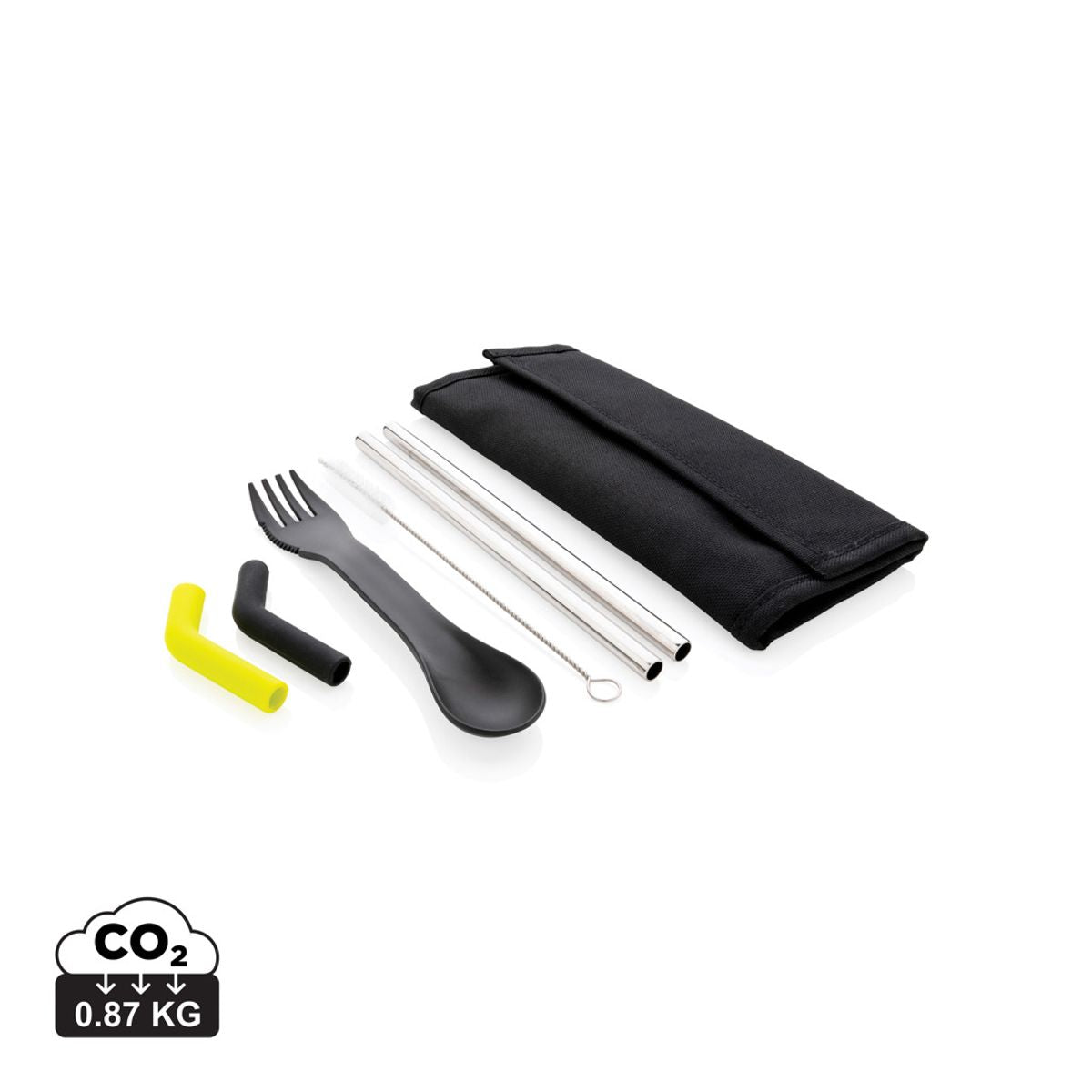 Tierra 2Pcs Straw And Cutlery Set In Pouch