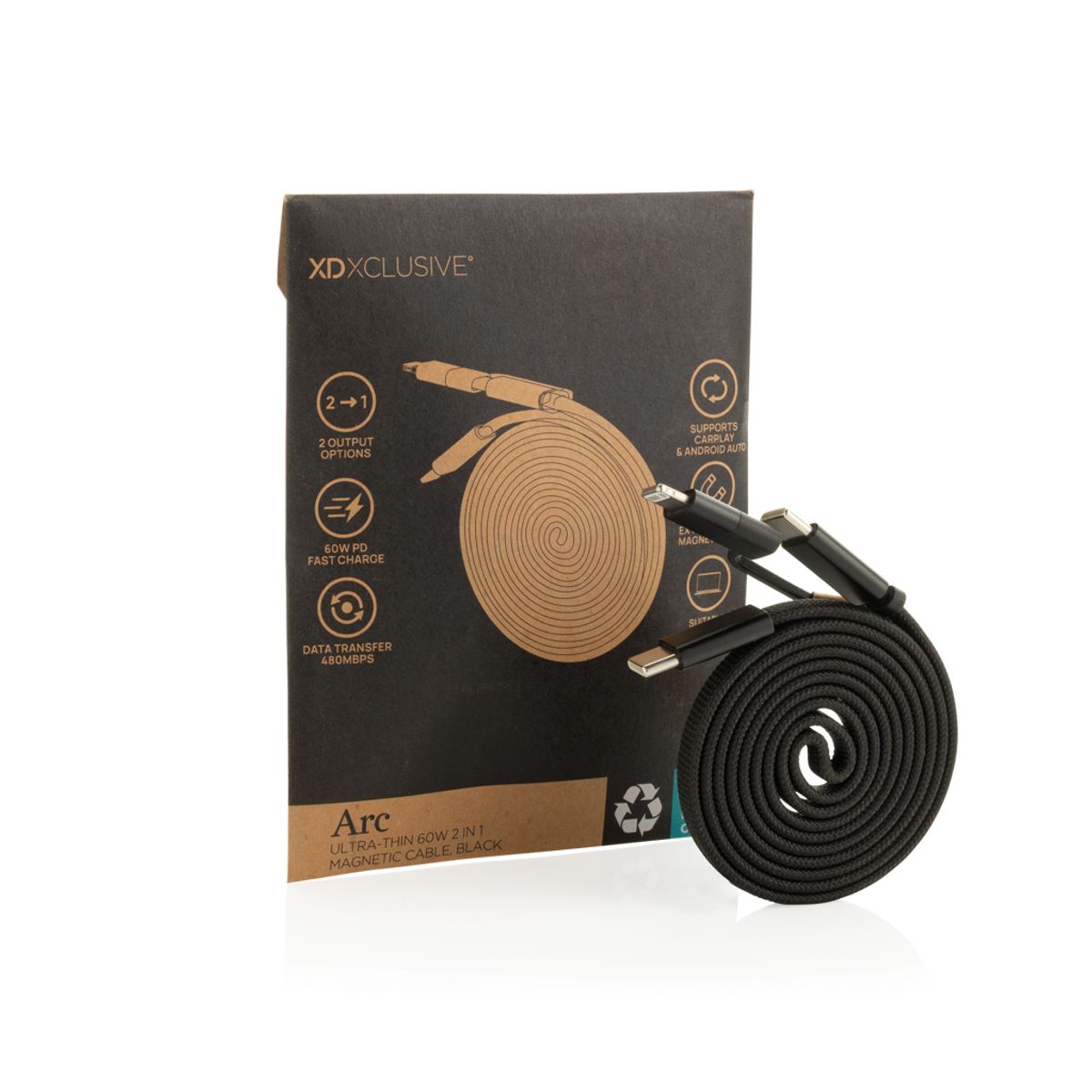 Arc Rcs Recycled Ultra-Thin 60W 2 In 1 Magnetic Cable