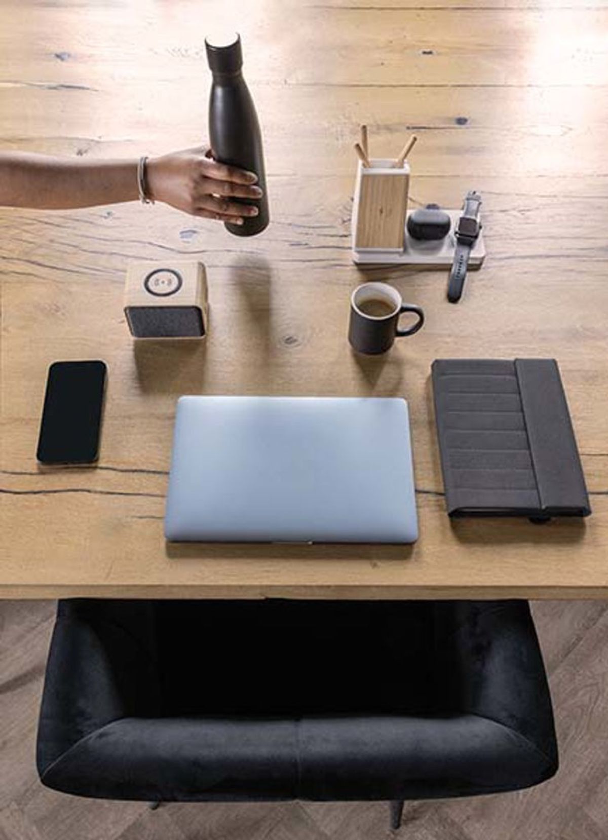 Ontario Recycled Plastic & Bamboo 3-In-1 Wireless Charger