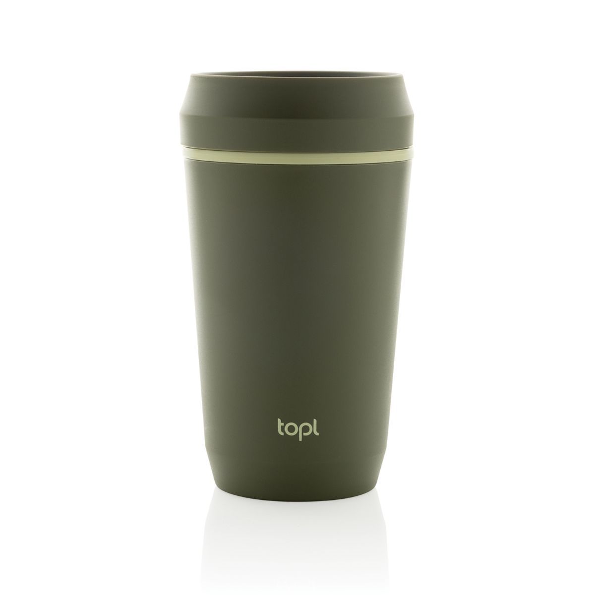 „Topl“ pārstrādātas plastmasas ceļojuma krūze ar patentētu 360° vāciņu