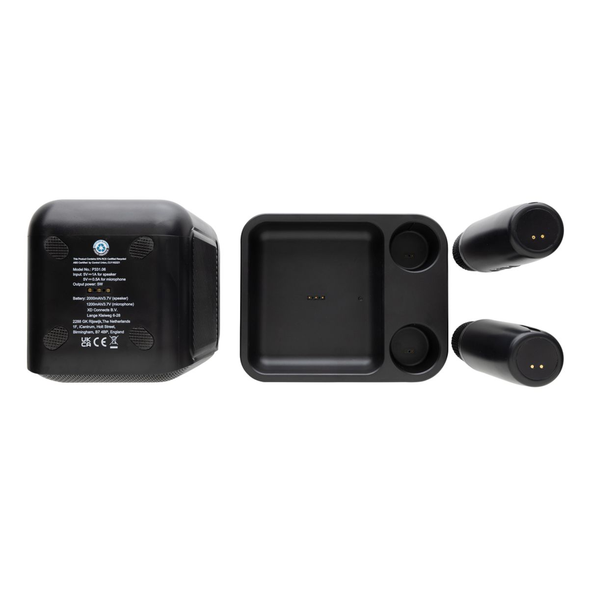 Singvibe Rcs karaoke komplekts no pārstrādāta plastmasa ar diviem mikrofoniem