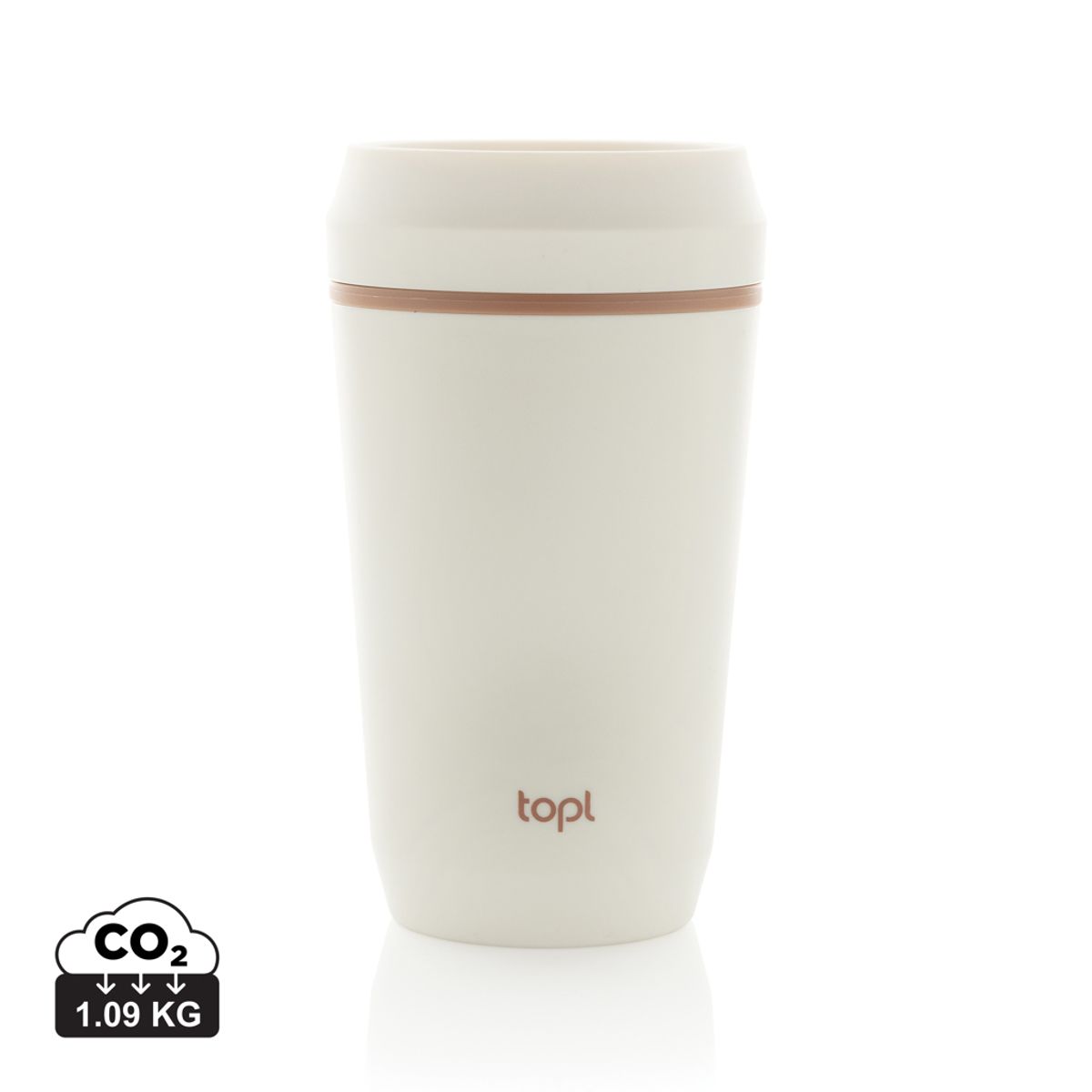 „Topl“ pārstrādātas plastmasas ceļojuma krūze ar patentētu 360° vāciņu