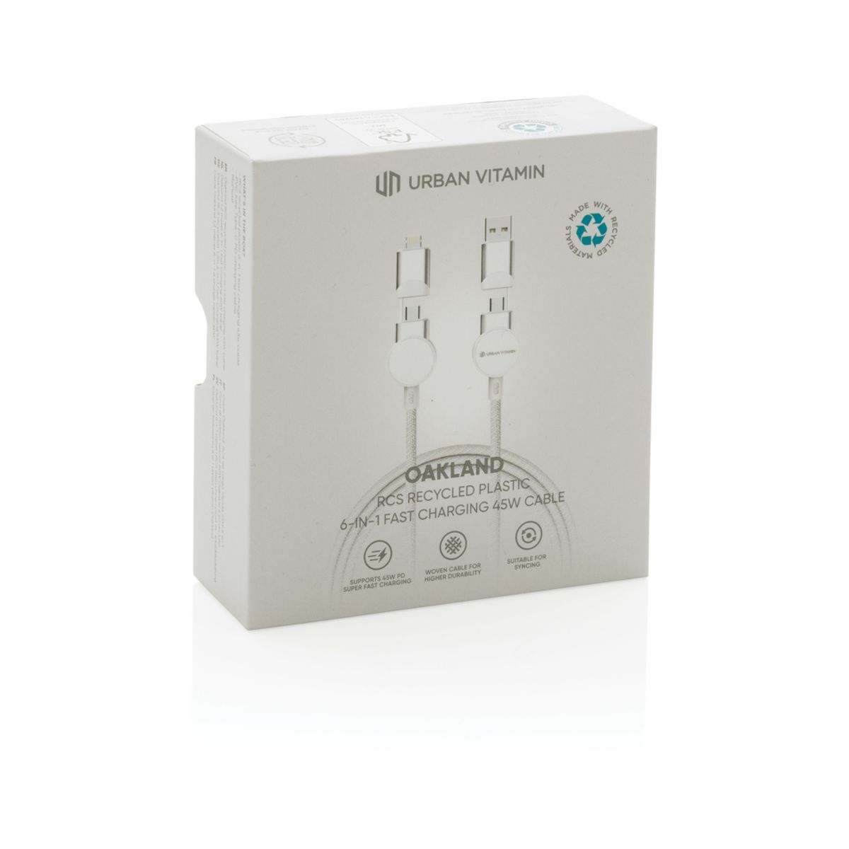 Oakland Rcs Recycled Plastic 6-In-1 Fast Charging 45W Cable