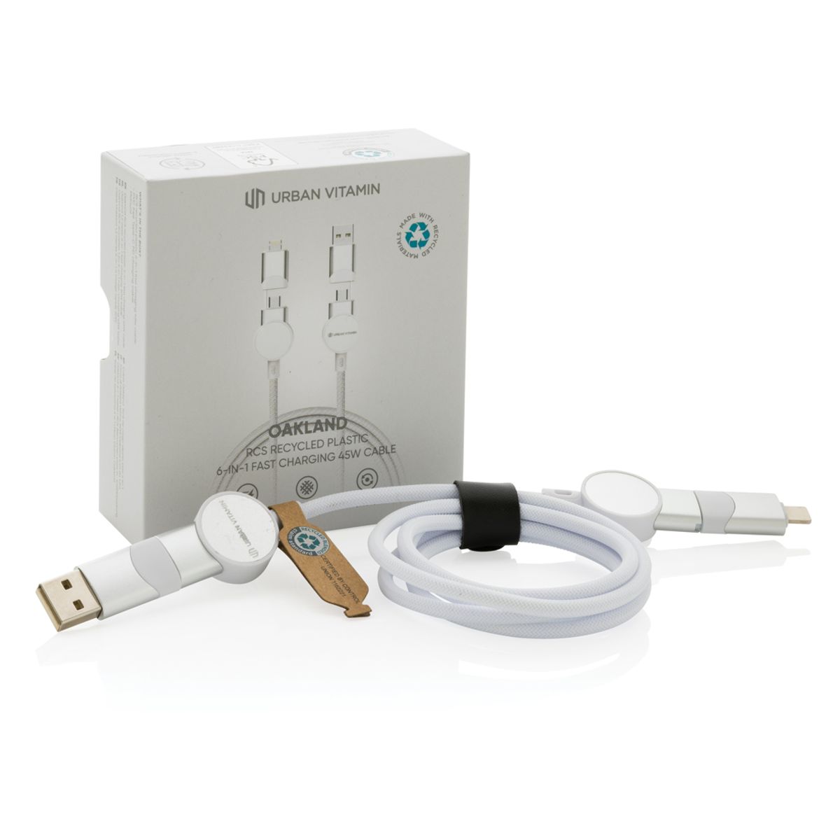 Oakland Rcs Recycled Plastic 6-In-1 Fast Charging 45W Cable