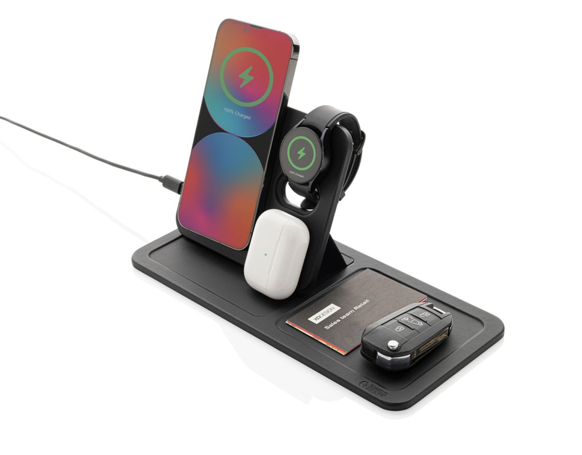 Swiss Peak 3 In 1 Rcs Recycled Pu Wireless Charger Desk Tray
