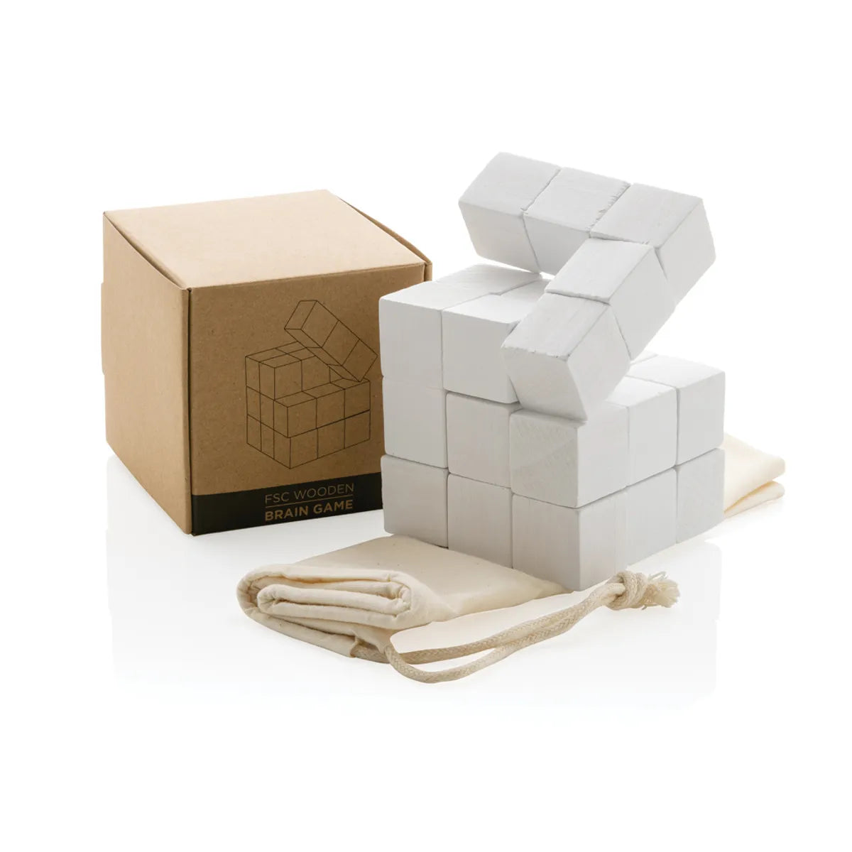Wooden Brain Game In Canvas Pouch