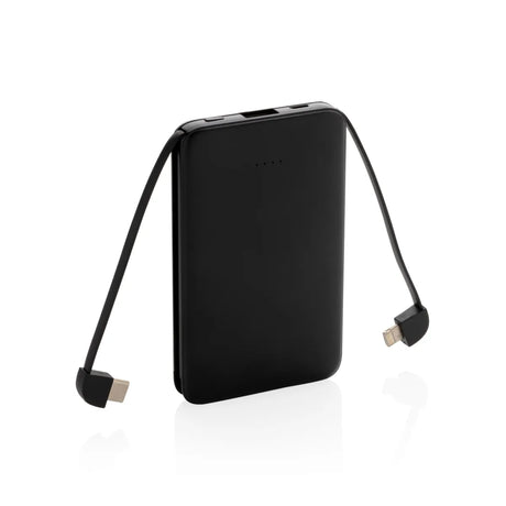 5.000 Mah Pocket Powerbank With Integrated Cables