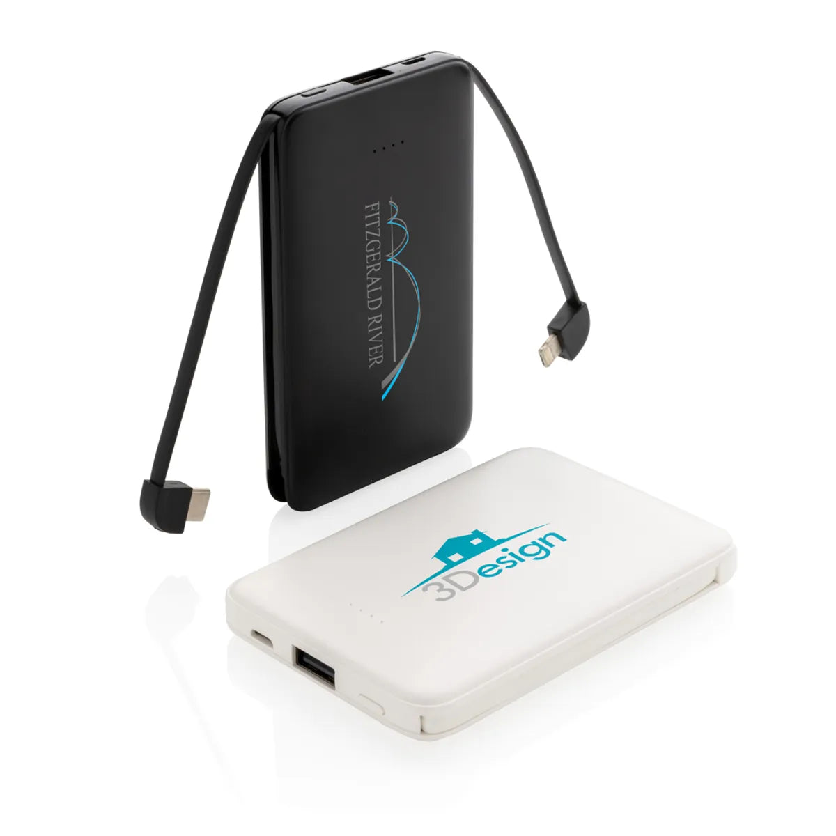 5.000 Mah Pocket Powerbank With Integrated Cables