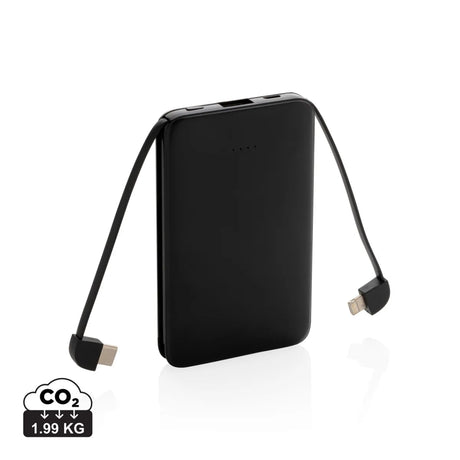 5.000 Mah Pocket Powerbank With Integrated Cables