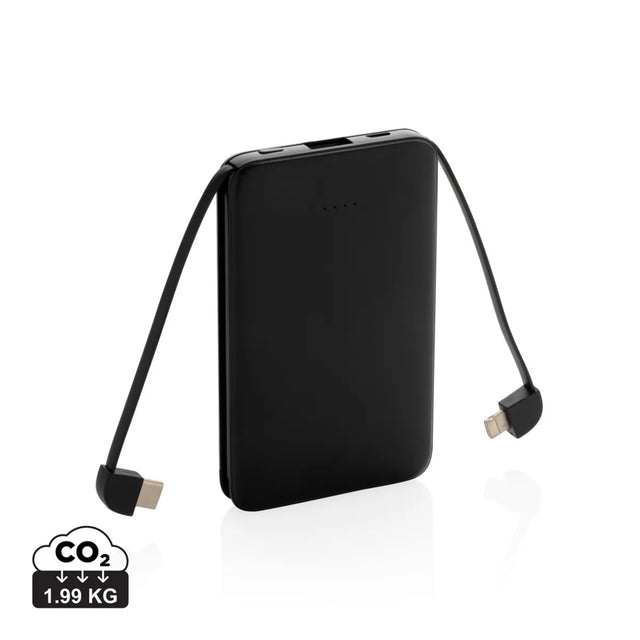 5.000 Mah Pocket Powerbank With Integrated Cables