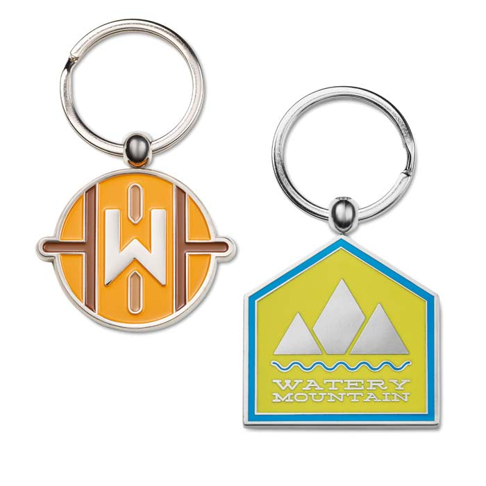 MK2007 - Custom shape plated zinc alloy keychain with rotatable ring and a soft enamel logo design