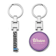 MK2009 - Custom shape plated zinc alloy keychain with a swing mechanism and a soft enamel logo design 
