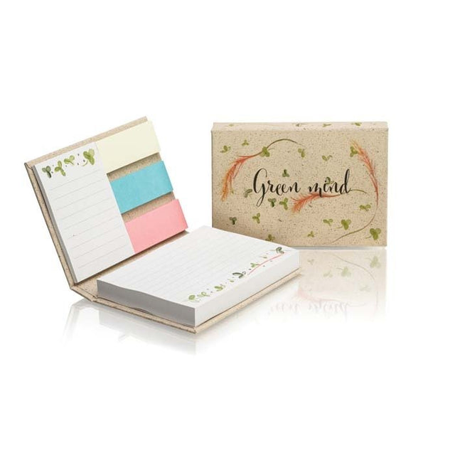 COMBG1 - Grass paper hard cover memo pad with your design on each sticky note