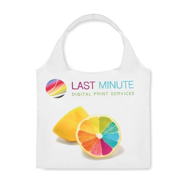 MB1108 - RPET foldable shopping bag with single layer handles and inside pocket: 41x56cm