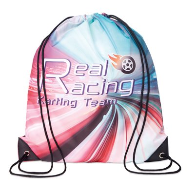 MB3001 - 210D polyester drawstring bag with PU corners