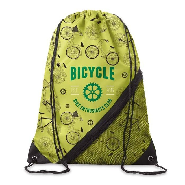 MB3003 - 210D polyester drawstring bag with zipper and mesh pocket