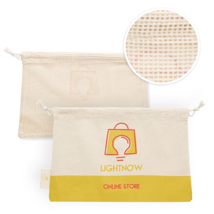 MB9009 - Cotton grocery bag with mesh on 1 side (30x20cm). Food Contact certified