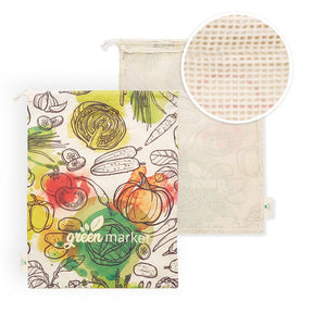 MB9011 - Cotton grocery bag with mesh on 1 side (30x40cm). Food Contact certified