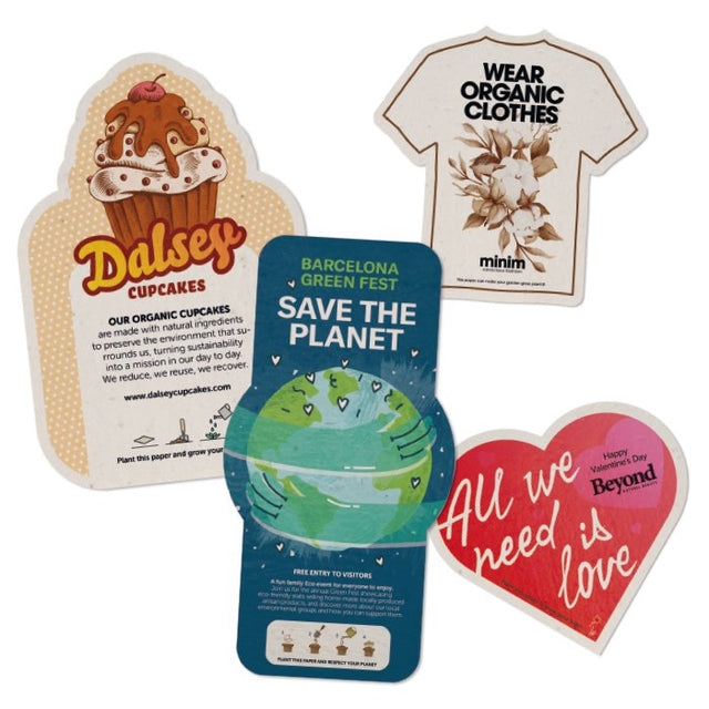 MG6902 - Custom shape plantable seed paper in your design. 8 different seed options available!
