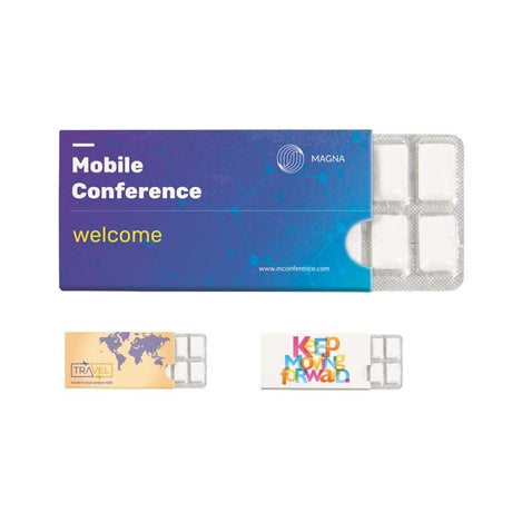 MI3001 - 12 pcs sugarfree chewing-gum, packed in your design sleeve. From 100 pcs
