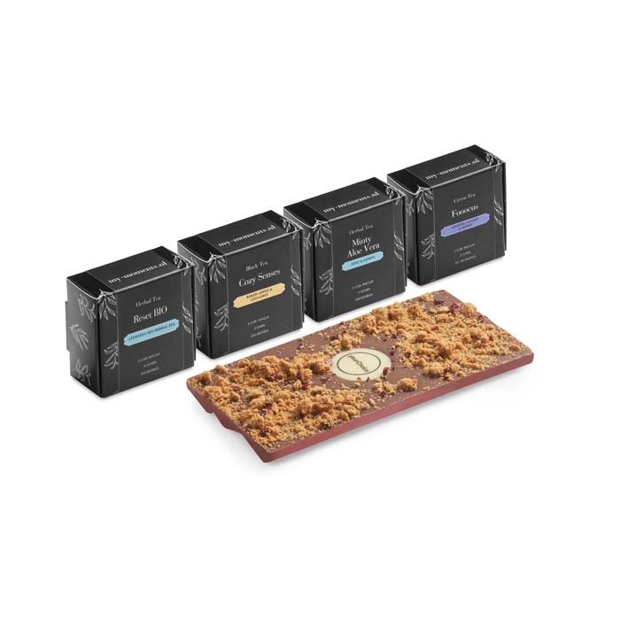 MI4006 - 4 Zen Teas & Belgian Chocolate bar gift box