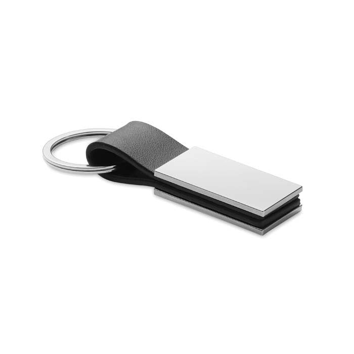 MK1007 - PU keychain with personalised metal plate
