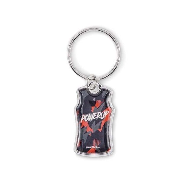 MK2034 - Metal sports singlet keychain with full colour doming.