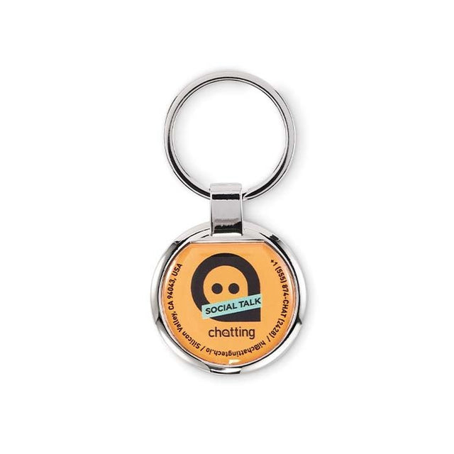 MK2038 - Round zinc alloy, doming keychain