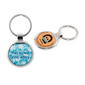 MK2838 - Round recycled zinc alloy, doming keychain