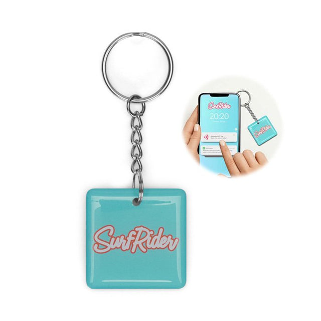 MK5001 - Square Pre-programmed NFC keyring with domings.